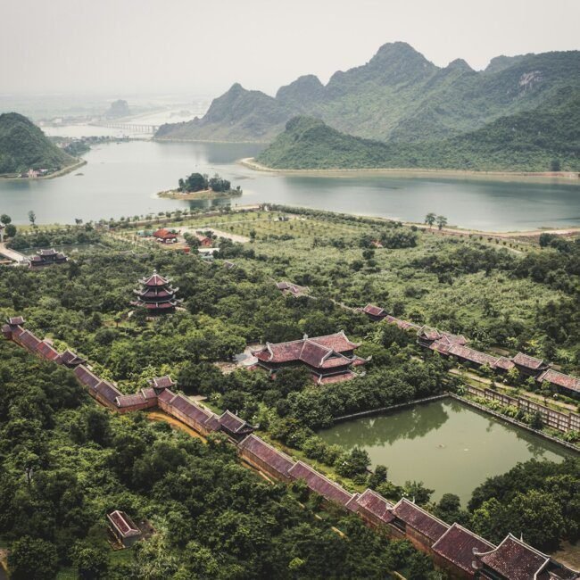 aerial view photography of brown pagoda temple during daytime